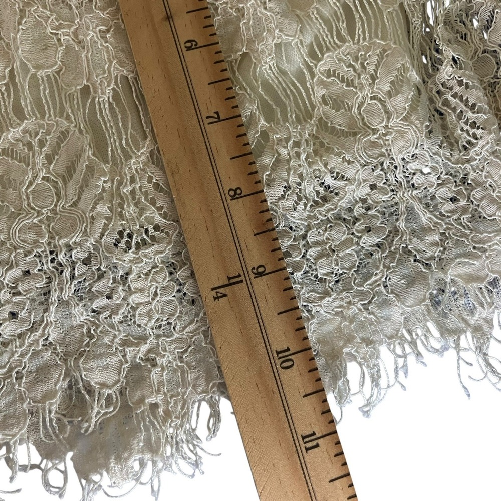 Beige Lace Crop Top Cold Shoulder S Sweetheart w Bra Boho Cowgirl Festival Fairy - Picture 11 of 12